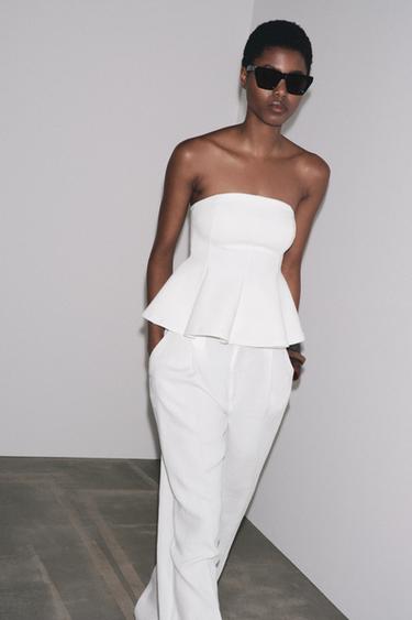 INTERLOCK PEPLUM TOP - White by Zara - Image 0
