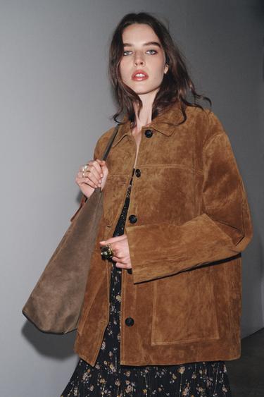 SUEDE LEATHER JACKET ZW COLLECTION LIMITED EDITION - Brown by Zara