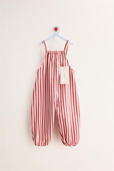 ZARA TIMELESS - STRIPED LONG DUNGAREES - Red by Zara