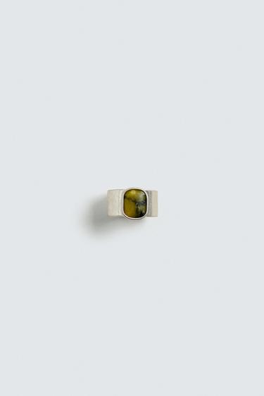 STONE SIGNET RING - Silver by Zara