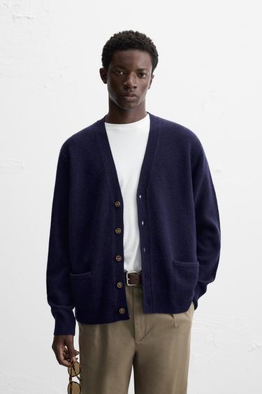 WOOL BLEND CARDIGAN - Blue by Zara