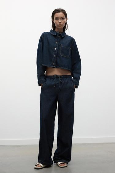 Z1975 MID-WAIST WIDE-LEG JOGGER JEANS - Blue by Zara