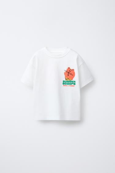 ANIMAL AND ICE CREAM PRINT T-SHIRT - Oyster-white by Zara - Image 0
