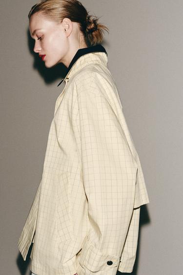 ZW COLLECTION CONTRAST COLLAR CHECK JACKET - Butter by Zara