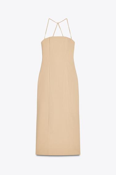 PINSTRIPED MIDI DRESS - Sand / Black by Zara