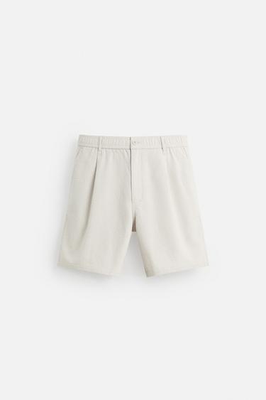 TEXTURED REGULAR FIT BERMUDA SHORTS - Grey by Zara