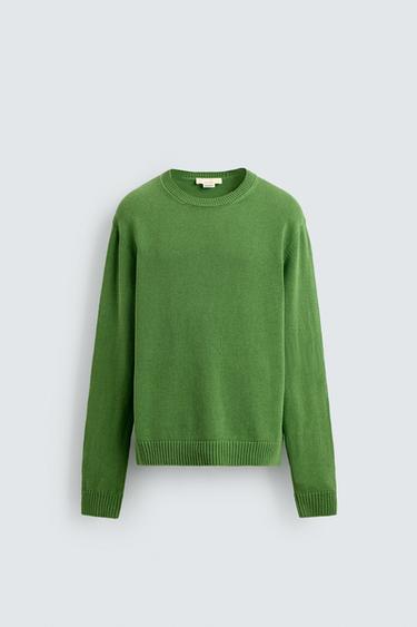 COTTON-LINEN JUMPER - Green by Zara