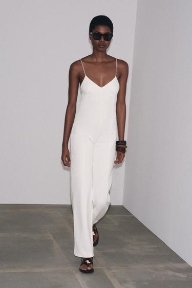 INTERLOCK WIDE-LEG JUMPSUIT - White by Zara