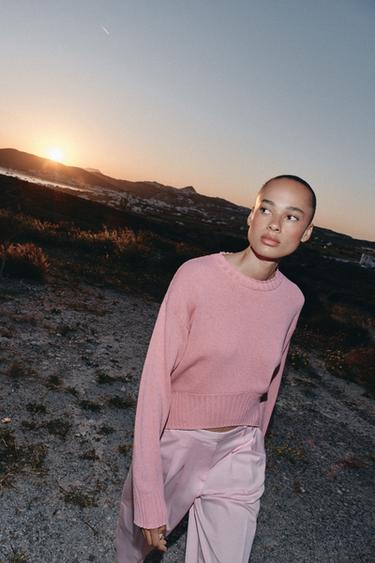 ASYMMETRIC HEM KNIT JUMPER - Pink by Zara