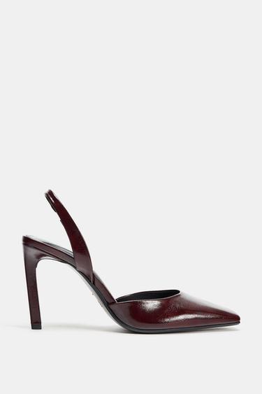 SQUARE-TOE HEELS - Burgundy Red by Zara