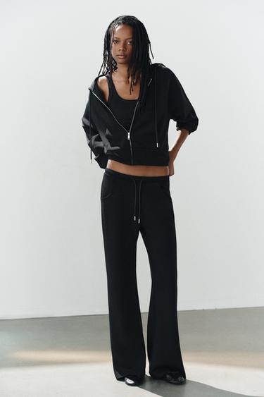 INTERLOCK FLARED TROUSERS - Black by Zara