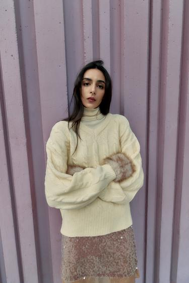 SOFT CABLE KNIT JUMPER - Light yellow by Zara