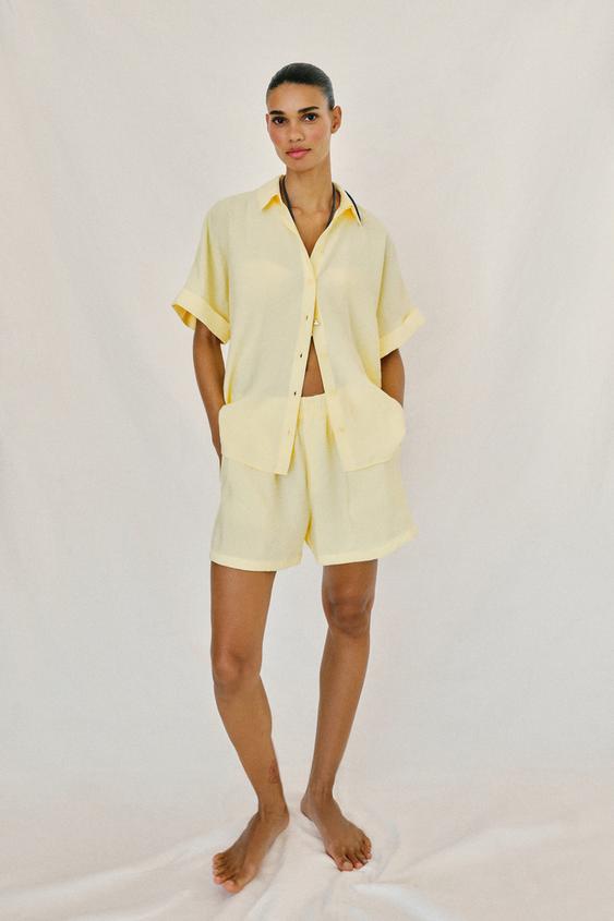 RELAXED SHORTS WITH ELASTIC WAIST - Yellow by Zara - Image 0