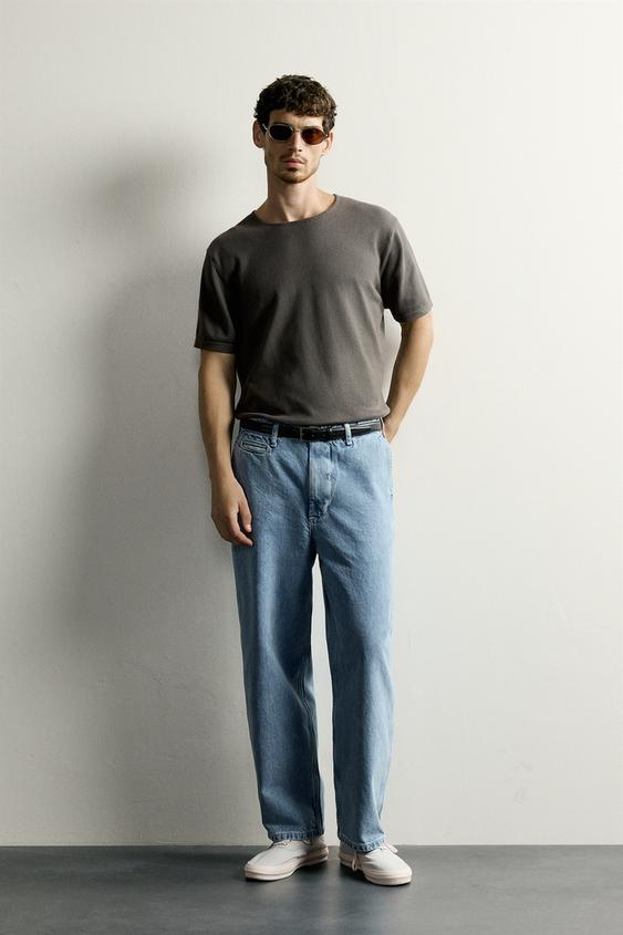 REGULAR FIT KNIT T-SHIRT - Grey green by Zara - Image 0
