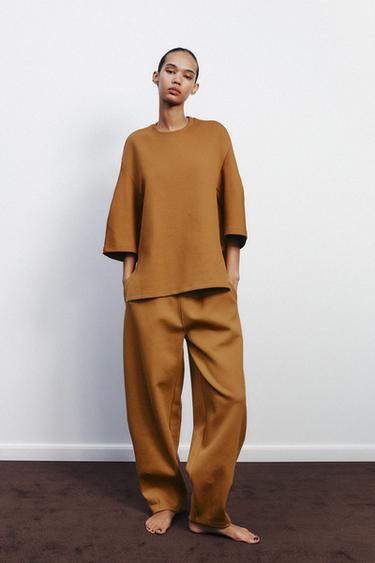 INTERLOCK COCOON TROUSERS - Ochre by Zara