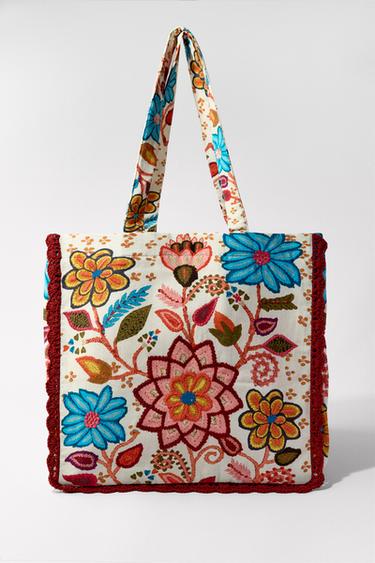 MAXI BAG WITH FLORAL EMBROIDERY PRINT - Multicoloured by Zara