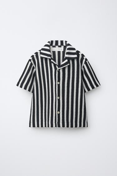STRIPED KNIT SHIRT - Black by Zara