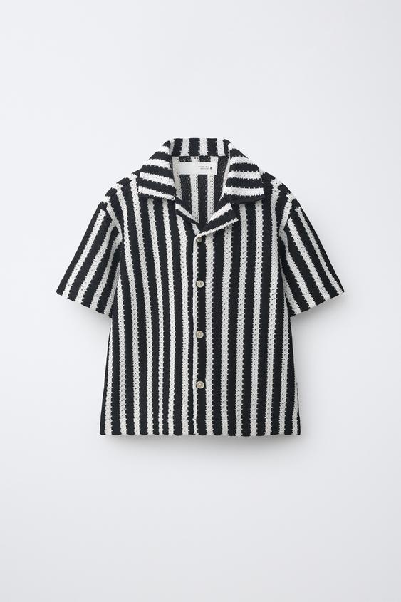 STRIPED KNIT SHIRT - Black by Zara - Image 0