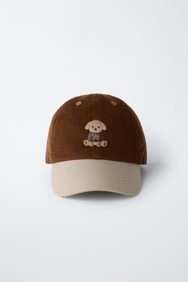 CORDUROY CAP WITH EMBROIDERED DOG - Sand by Zara