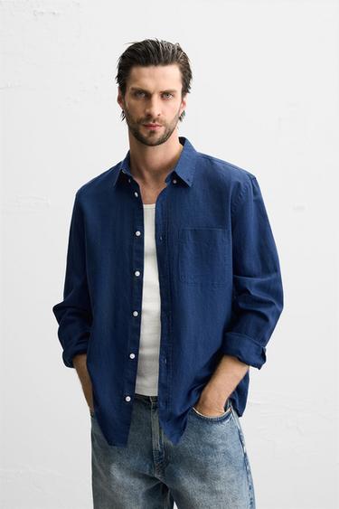 COTTON - LINEN SHIRT - Bluish by Zara