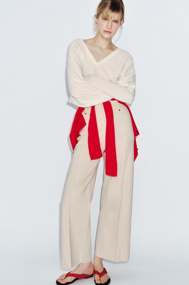 ZW COLLECTION TAILORED WIDE-LEG HIGH-WAIST JEANS - Sand by Zara