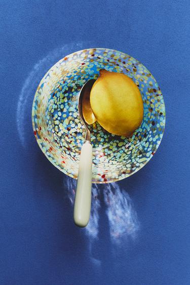 MULTICOLOURED SPECKLED GLASS BOWL - Blue green by Zara