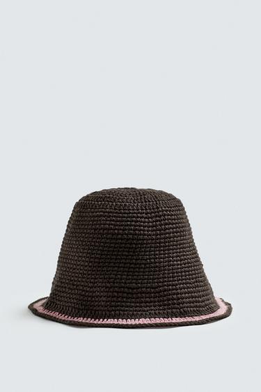 CROCHET BAND BUCKET HAT - Brown by Zara