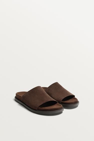 LEATHER SANDALS - Brick by Zara