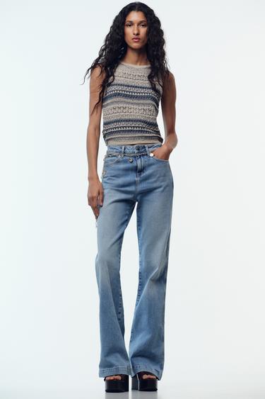 Z1975 HIGH-WAIST BOOTCUT JEANS WITH CHAIN BELT - Blue by Zara