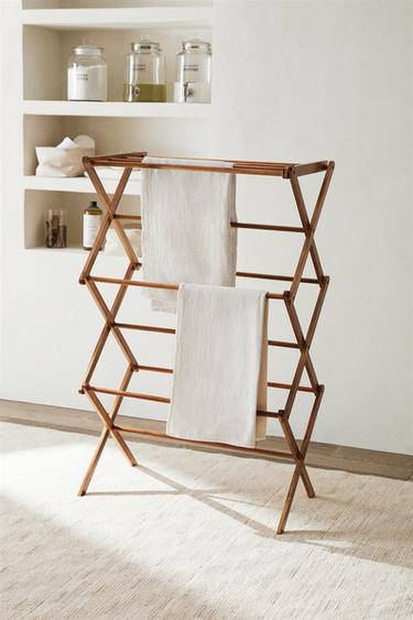 VERTICAL FOLDING WOODEN DRYING RACK - Light beige by Zara