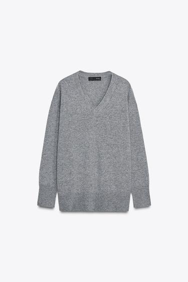100% WOOL OVERSIZE JUMPER - Mid-grey by Zara