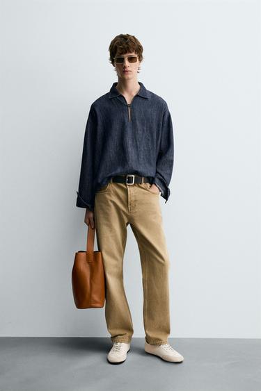DENIM COTTON-LINEN SHIRT - Mid-blue by Zara - Image 0