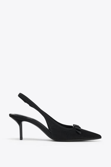 FABRIC SLINGBACK HEELS WITH BOW - Black by Zara - Image 0