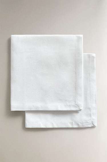 FLORAL JACQUARD NAPKINS (PACK OF 2) - White by Zara