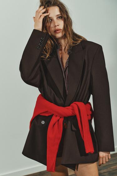 OVERSIZE DOUBLE-BREASTED BLAZER - Brown by Zara