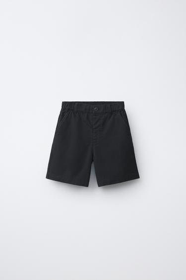 COTTON AND LINEN BERMUDA SHORTS - Black by Zara