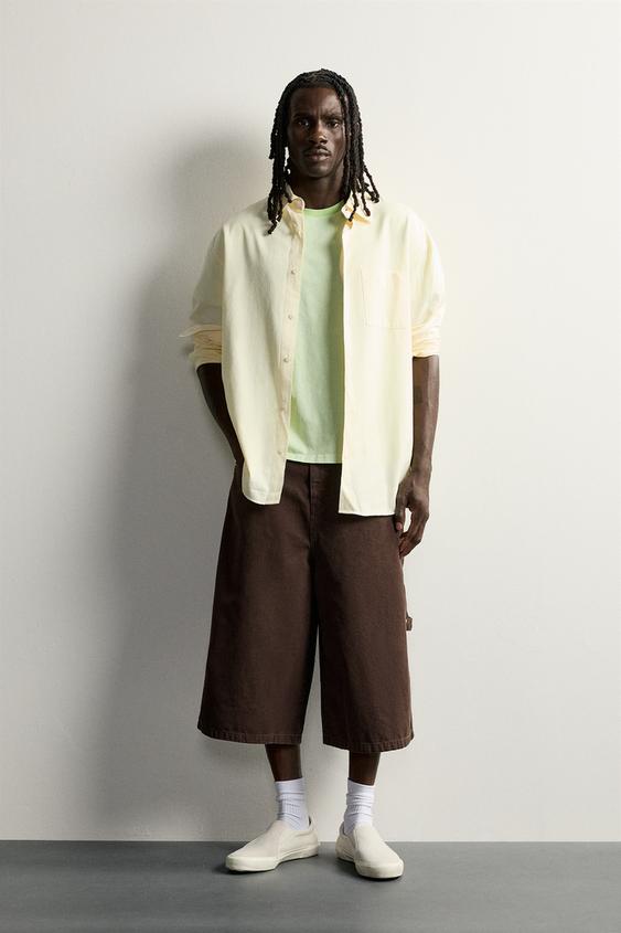 STRAIGHT-LEG CARPENTER JORTS - Brown by Zara - Image 0
