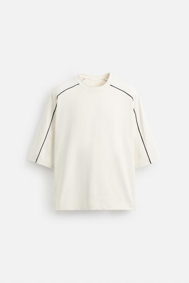 SWEATSHIRT WITH CONTRAST PIPING - Oyster-white by Zara