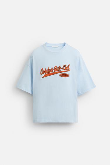 TOWELLING PATCH T-SHIRT - Sky blue by Zara