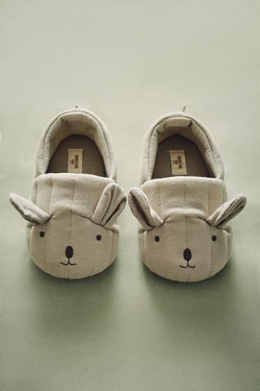 CHILDREN'S ANIMAL SLIPPERS - Grey by Zara