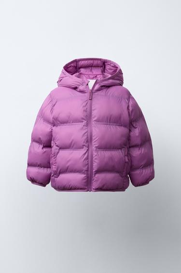 LIGHTWEIGHT HOODED PADDED JACKET - Dark mauve by Zara