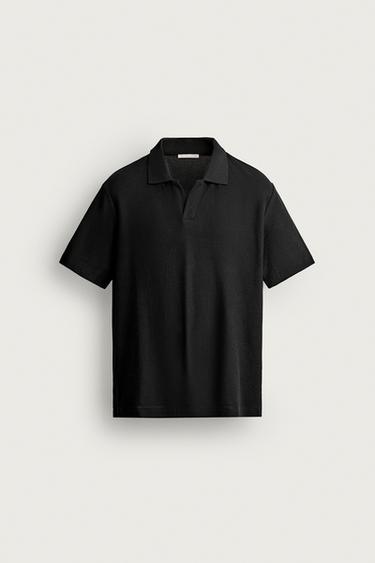 VERTICAL TEXTURE POLO SHIRT - Black by Zara