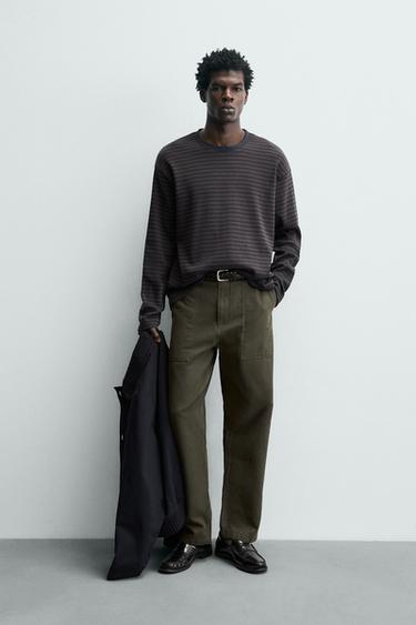 STRIPED T-SHIRT WITH CONTRASTING DETAIL - Stripes by Zara
