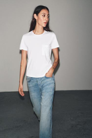 MERCERISED COTTON T-SHIRT - White by Zara