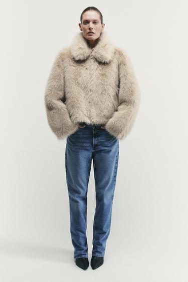 DOUBLE-FACED FAUX FUR JACKET - Taupe grey by Zara