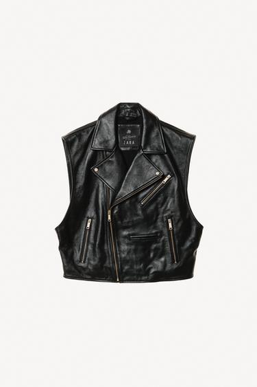 LEATHER BIKER WAISTCOAT WILLY CHAVARRIA X ZARA - Black by Zara