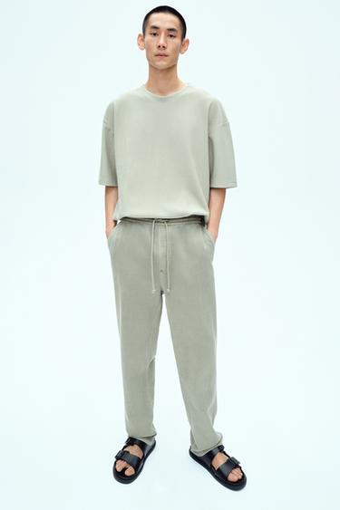 COTTON - LINEN TROUSERS - Light khaki by Zara