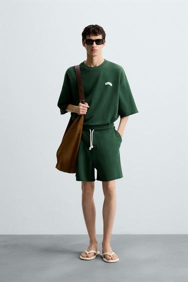 SWEATSHIRT WITH CONTRAST PATCH - Green by Zara