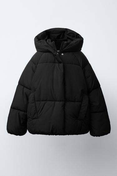 HOODED PADDED JACKET - Black by Zara