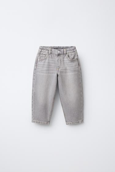 BAGGY DENIM TROUSERS - Pearl grey by Zara